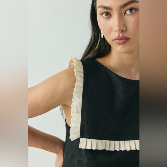 NWT VRG GRL Indra Linen Top in Black - Picture 4 of 14